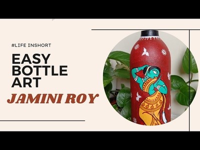 DIY Bottle Painting JAMINI ROY Style | Indian Folk Art In Bottle  | Bengal Folk Art On Bottle