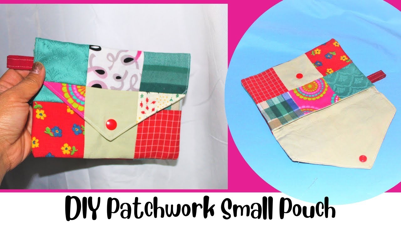 DIY Mini Pouch Tutorial w.out Zipper.Patchwork Small Pouch w. Wristlet Holder