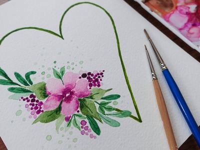 Easy Watercolor Tutorial for Beginners - Heart Flower