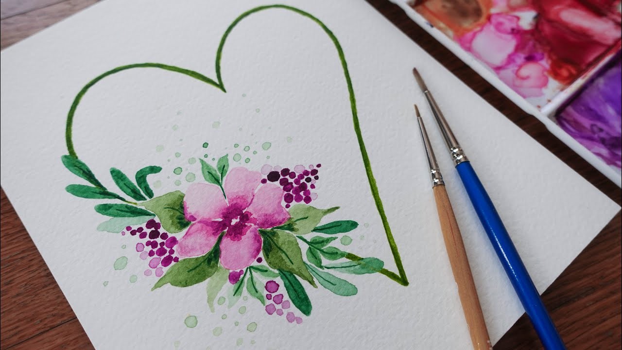 Easy Watercolor Tutorial for Beginners - Heart Flower