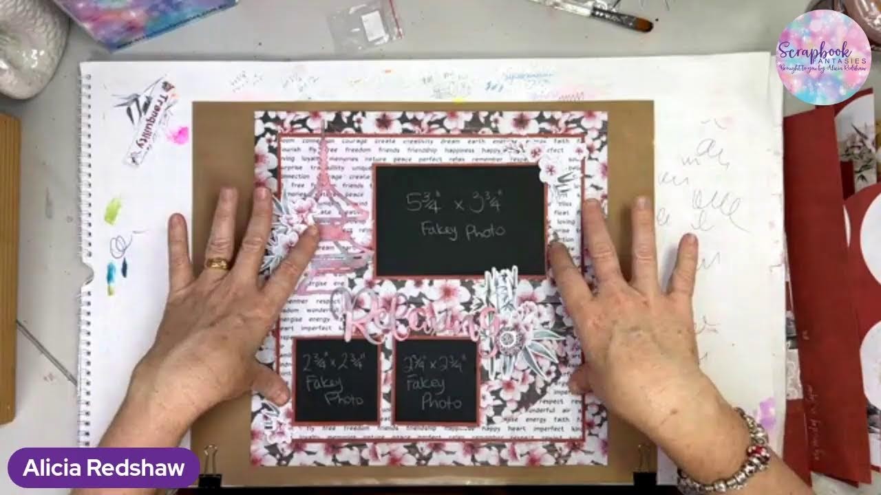 Friday Night Scrap-Along - Tranquility Cherry Blossom Scrapbooking Layout Class with Alicia Redshaw