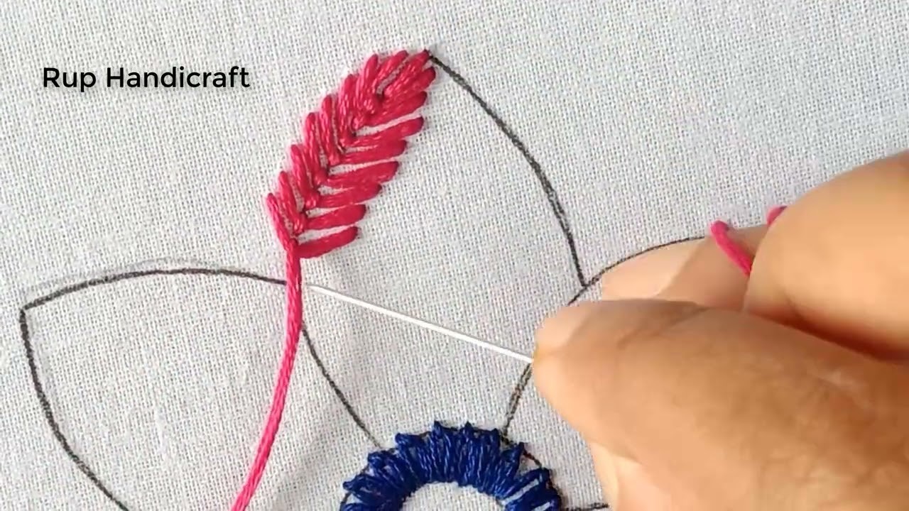 Hand Embroidery Flower Design, Needlepoint Art Embroidery, Flower Sewing Technique for Beginners