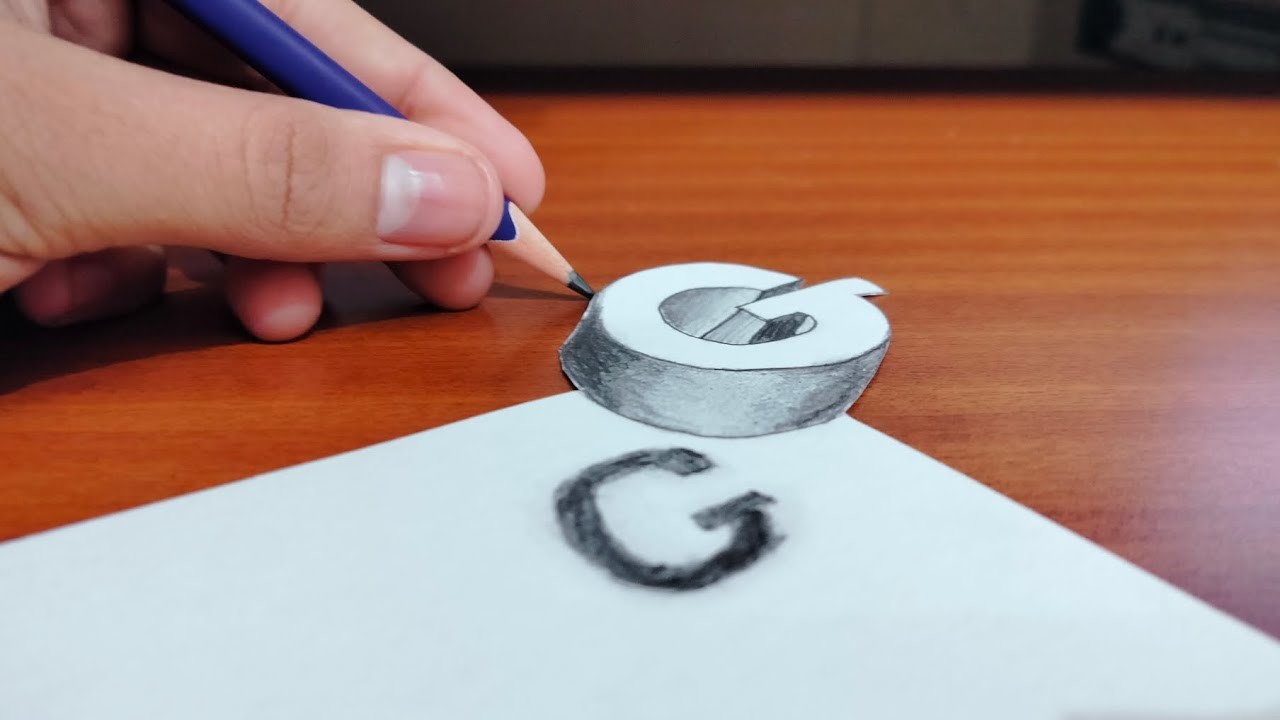 How to draw 3d G.Drawing 3d G. very very!! easy#gurujiarts