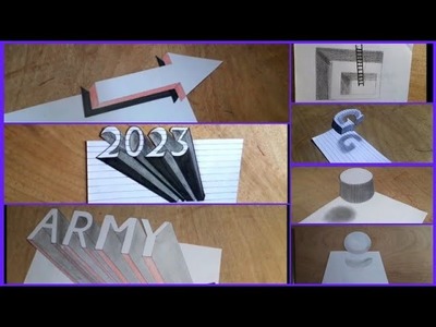 How to draw Art on paper !! 3d Drawing. Army letter. A to z Drawing.