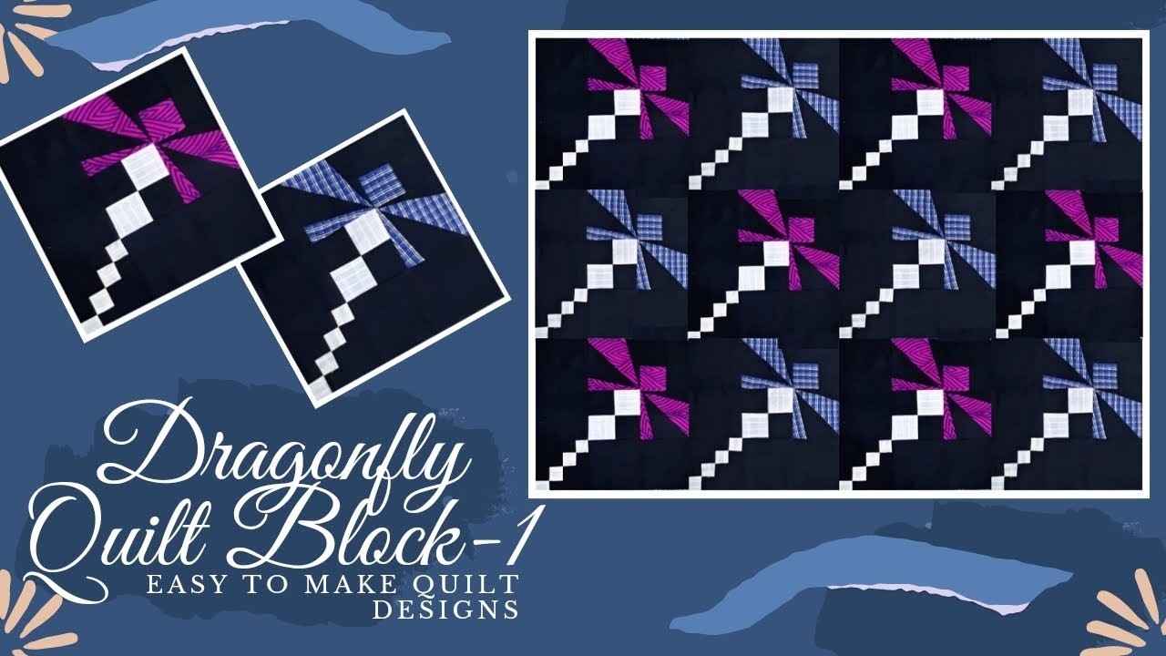 How To Make Dragonfly Quilt Block-1 | Cushion Cover Design| Faliya ki Design | #patchwork #quilting