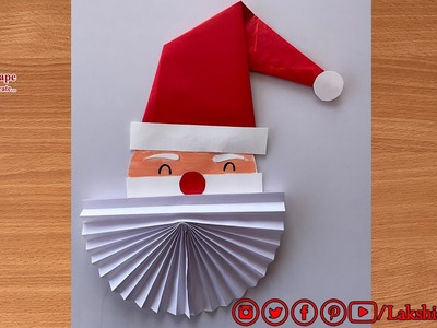 How to make santa with craft paper |  how to make santa cap with craft paper  | Lakshiartandcraft