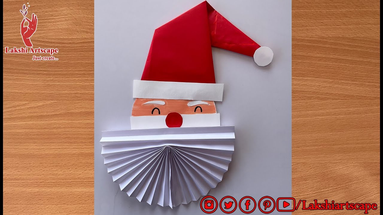 How to make santa with craft paper |  how to make santa cap with craft paper  | Lakshiartandcraft