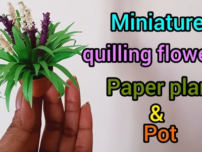 Miniature quilling paper plant and pot, quilling flowers,paper plant craft, quilling craft