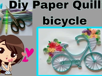 Paper quilling art. how to make paper quilling bicycle.