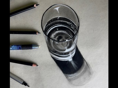Quick realistic sketch | 3 D Sketch | basic realistic drawing | Drawing glass |Quick sketch of glass