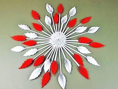 Red and white Paper wall hanging | Wall decor | How to make paper wall hanging | Paper wall hanging