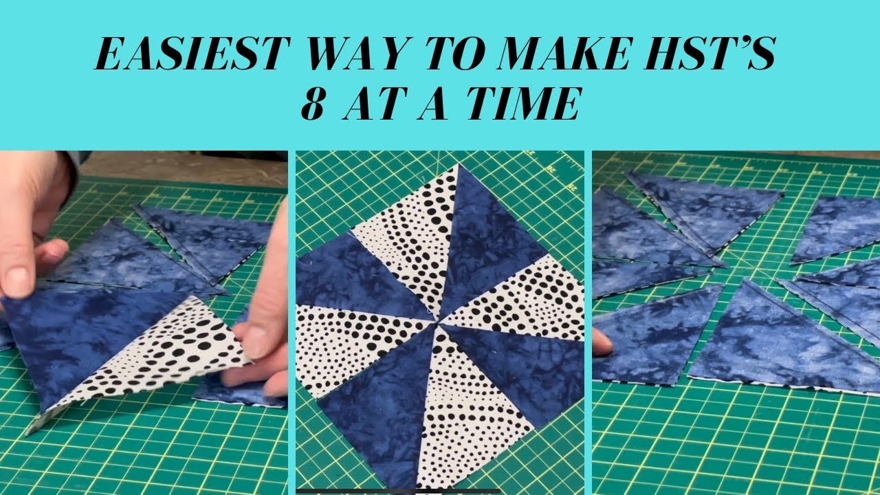Super EASY way to make 8 hst’s at a time. Half square triangle quilt block. BEGINNER friendly!
