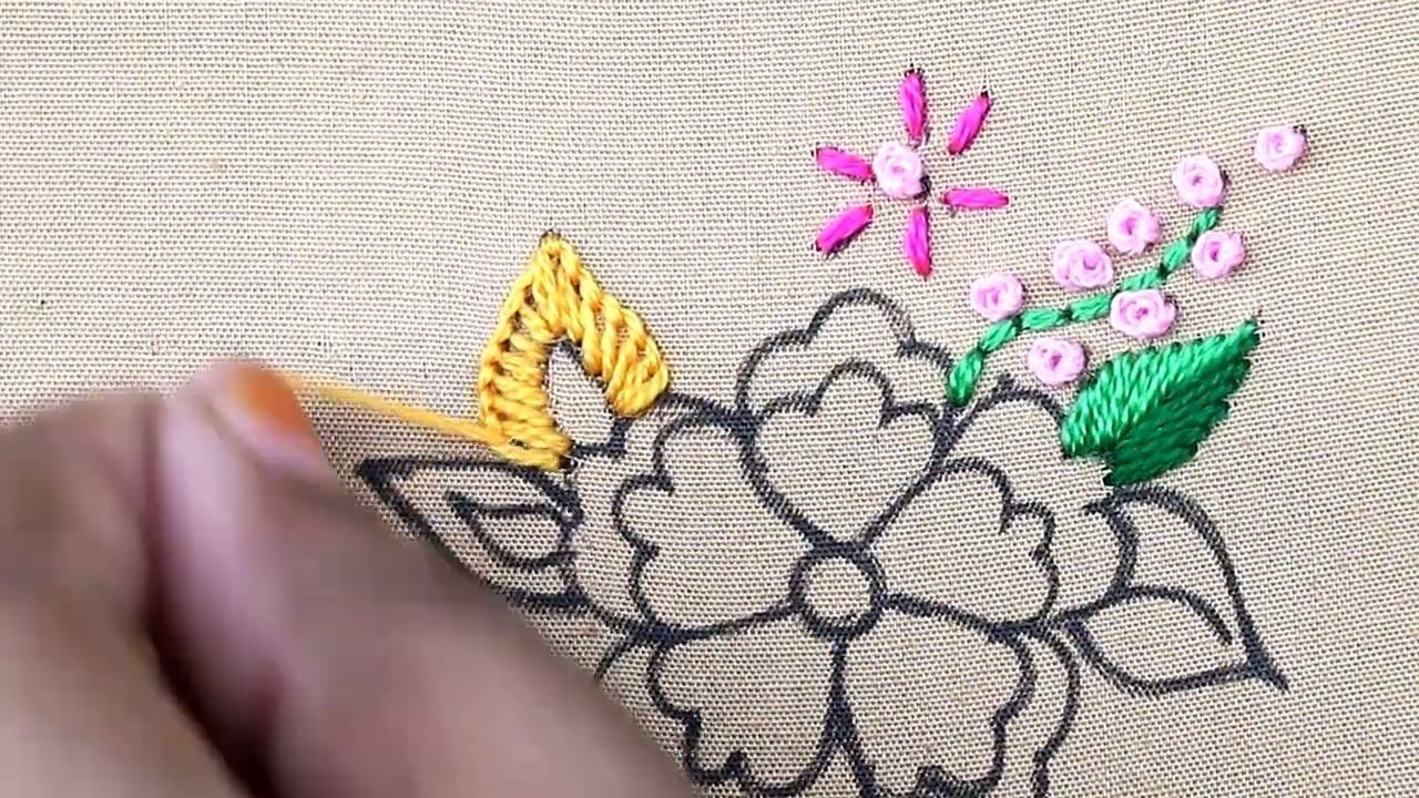 Very creative and colorful Needle Point Art Modern Flower Embroidery Designs made with Simple stitch