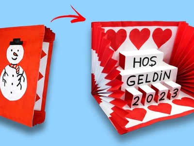 3 Boyutlu Sürpriz Yeni Yıl Mesaj Kartı | El Yapımı Origami Yeni Yıl Kartı | Hediye Kartı Fikirleri