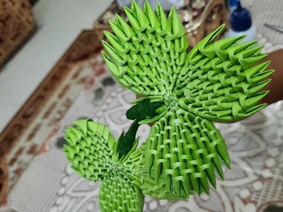 3D Origami Leaf. Most unique Paper 3D Origami Step by step. . ❤️