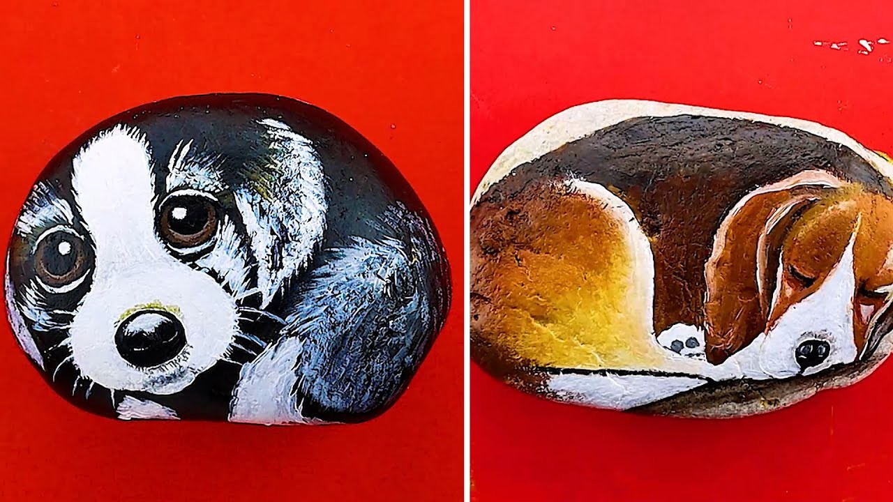 4 Easy Painting Dogs on Rock Ideas For Beginner - Painting Ideas