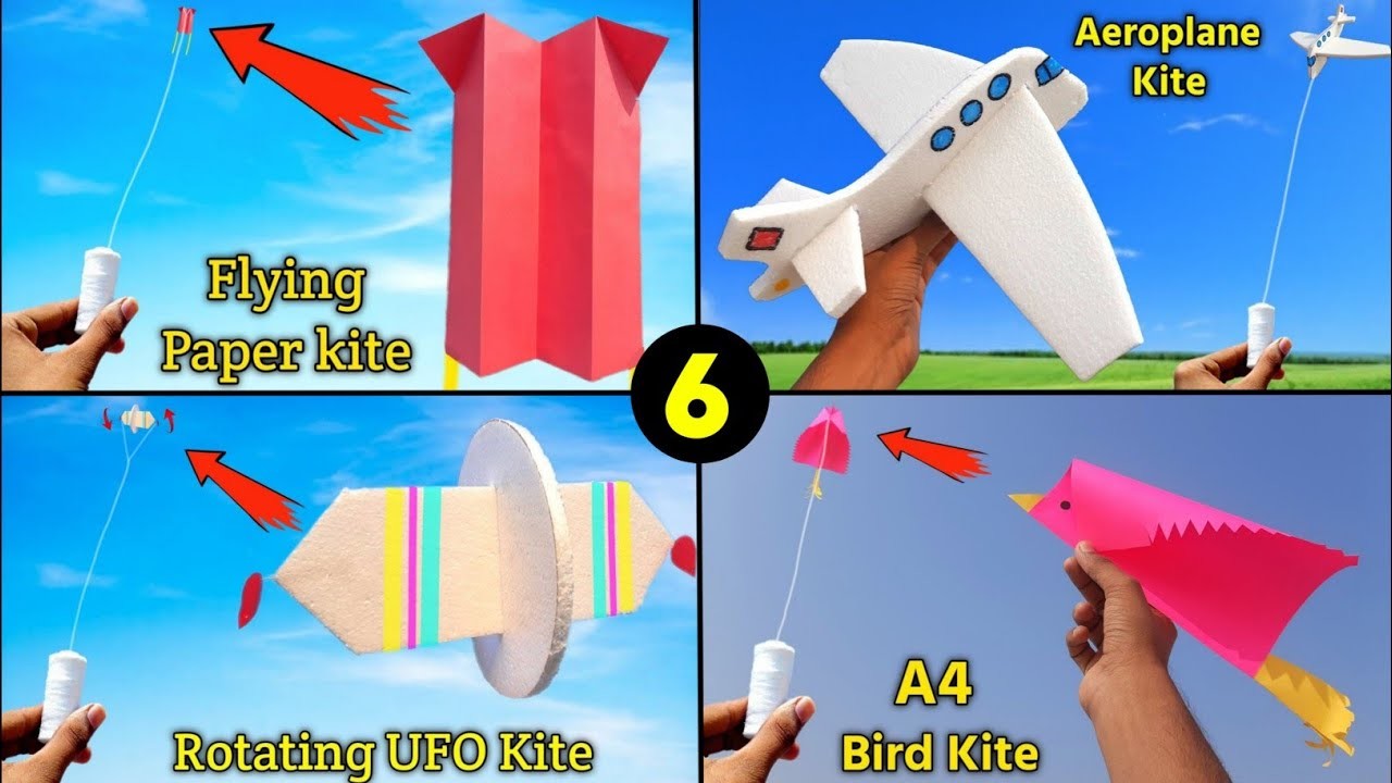 6 Amazing & New type of flying kite , A4 sheet kite making , patang kese banate he ,how to make kite