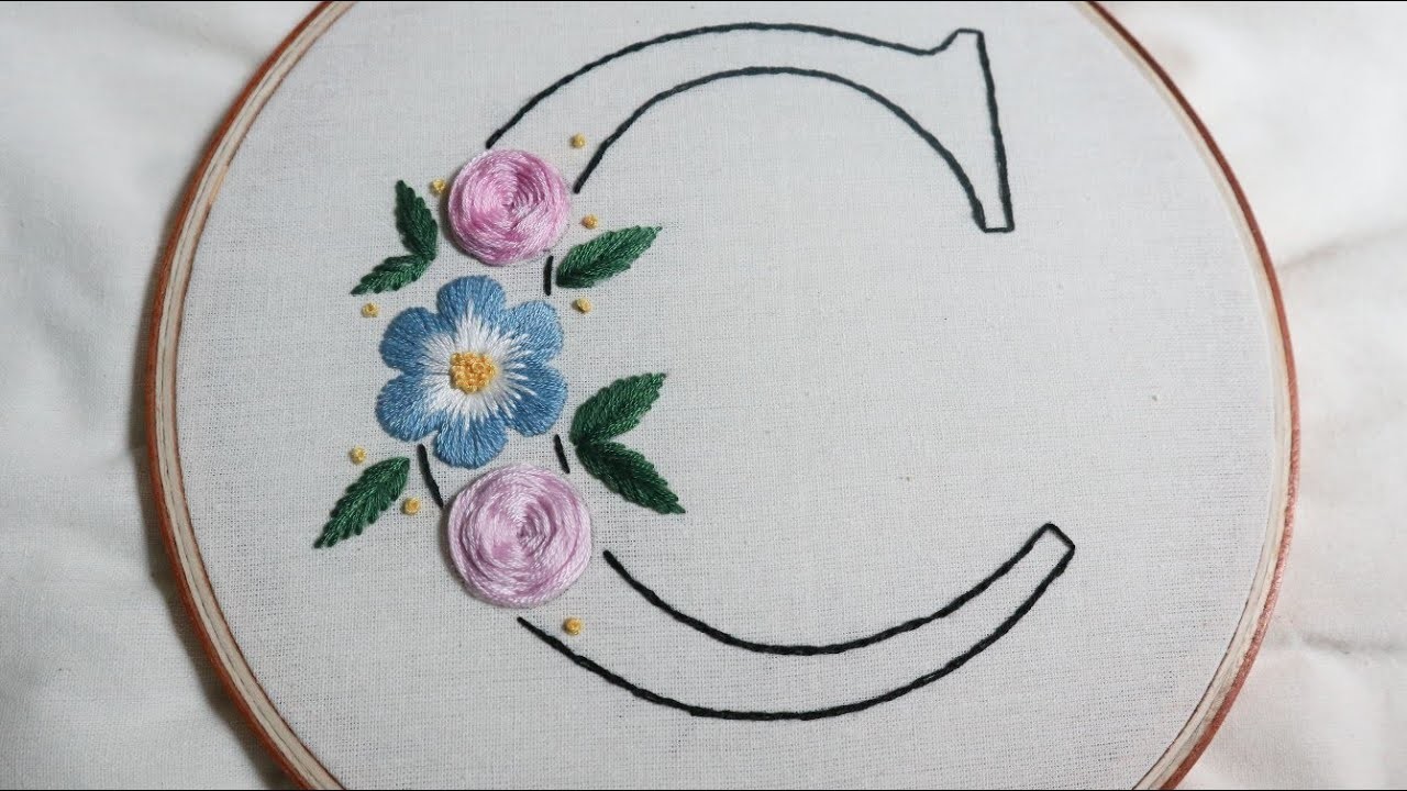 Alphabet Embroidery: Letter C | Hand Embroidery For Beginners | by Hunny