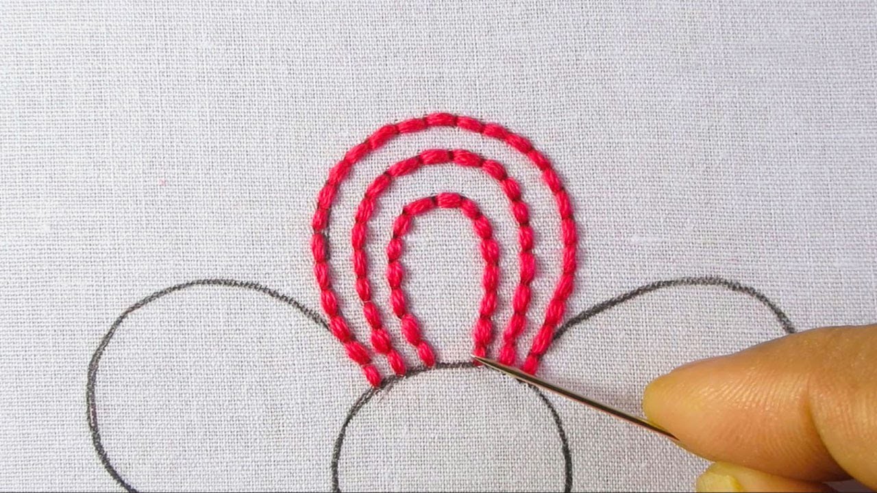 Amazing hand embroidery flower design 3 step by step beautiful flower embroidery needle art tutorial