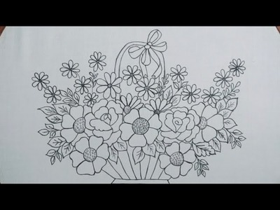 Beautiful hand embroidery of a basket - Very easy floral basket embroidery detailed tutorial
