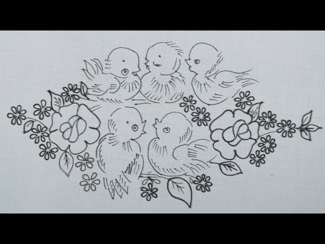 Beautiful Hand Embroidery Work - Cute little birds embroidery design.pattern - Basic Stitches