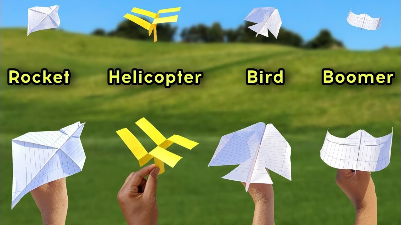 Best 4 flying helicopter plane, best 4 flying plane, how to make 4 notebook paper plane