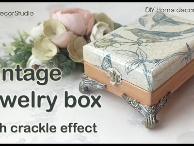 CRACKLE BOX DECOUPAGE TUTORIAL - How to turn a boring piece of furniture into a beautiful one!