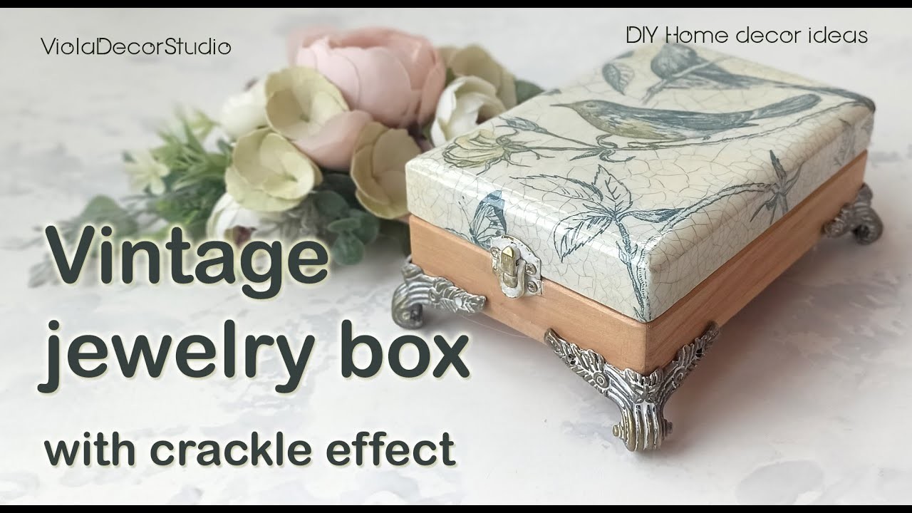 CRACKLE BOX DECOUPAGE TUTORIAL - How to turn a boring piece of furniture into a beautiful one!