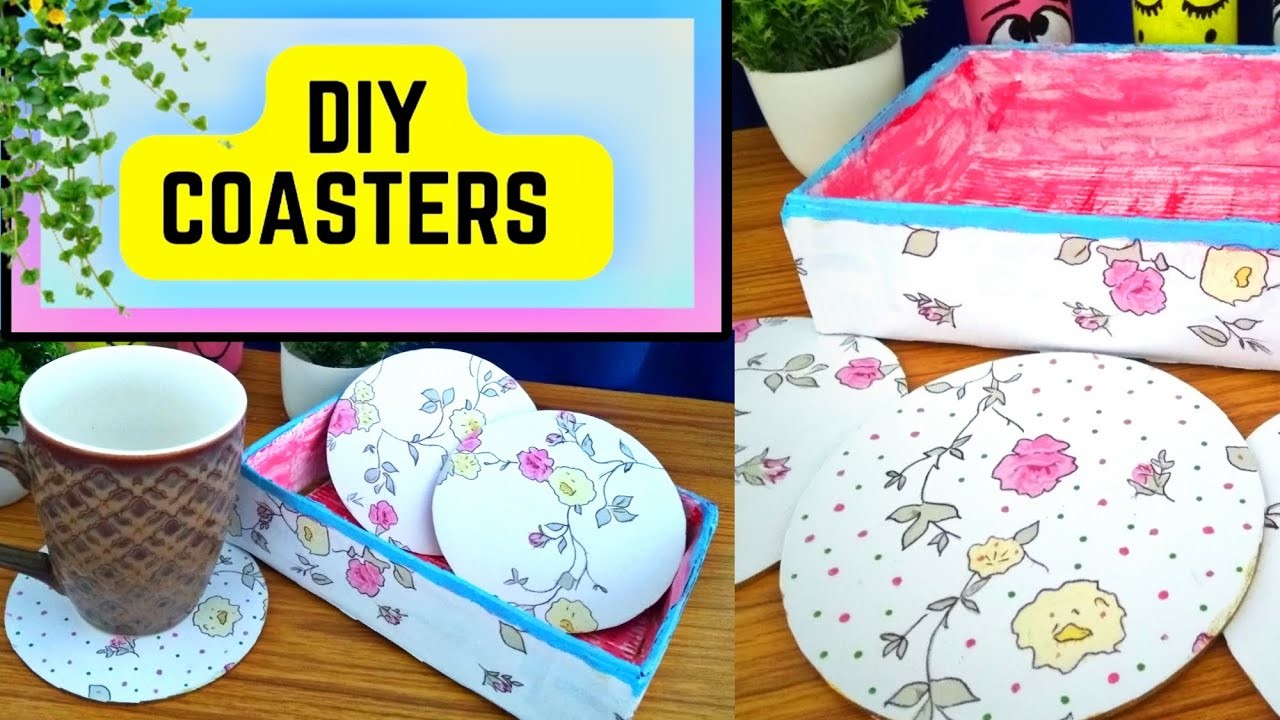 DIY Easy Coasters| How To Make Coasters| Cardboard Coaster Holder| Tea Coasters| Aliva Creations V62