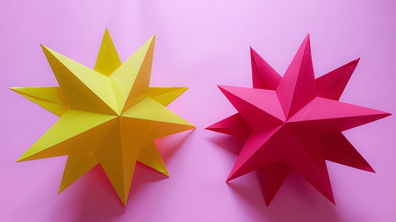 DIY HOW TO MAKE SIMPLE 3D PAPER STAR | PAPER STAR DECORATION