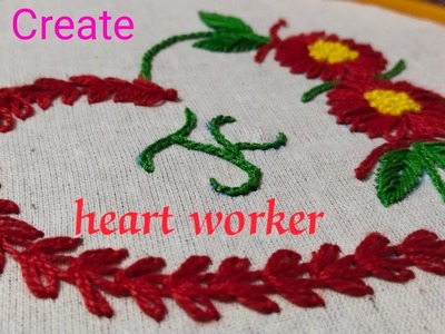 Easy hand embroidery love ???? design woolen.kj create.Heart teaching embroidery design.