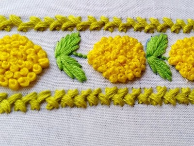 Hand Embroidery Border Design | Beautiful Hand embroidery French Knot Flower Border Design