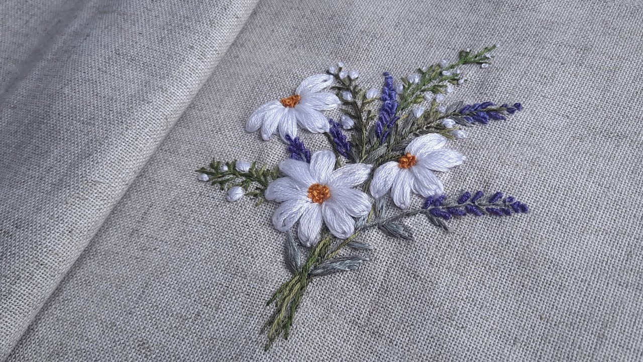 Hand Embroidery: Daisy flowers & Wildflowers - Very easy stitches * top embroidery