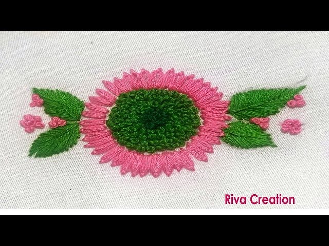 Hand Embroidery Design | French Knot Stitch | Leaf Work