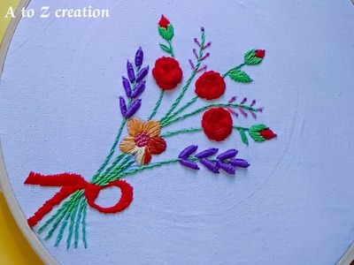 Hand embroidery | Flower Bouquet Stitching Step by step | All Over hand embroidery design |