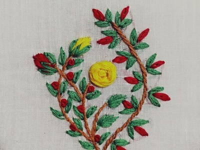 Hand Embroidery.Flower Design.Woven Wheel Rose.Lazy Daisy Stitch
