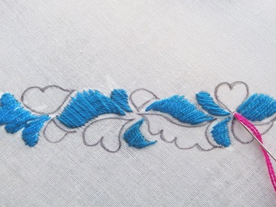 Hand Embroidery: Hand Embroidery For Border Line By Fashion Design Crafts