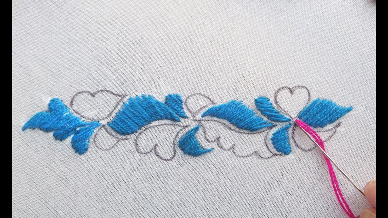 Hand Embroidery: Hand Embroidery For Border Line By Fashion Design Crafts