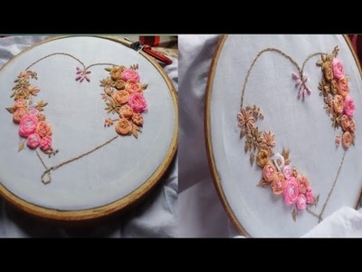 Hand embroidery love tutorial beginner. embroidery easy rose  design 2023