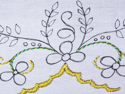 Hand embroidery Silk Thread needle work party dress design for beginners