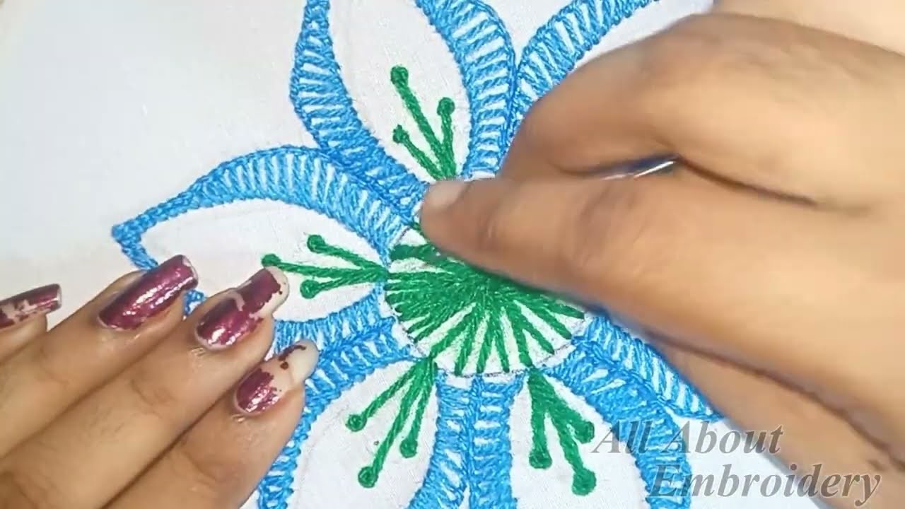 HAND EMBROIDERY - Super Easy Flower Design | Amazing Simple Stitch |   Buttonhole Stitch Tutorial