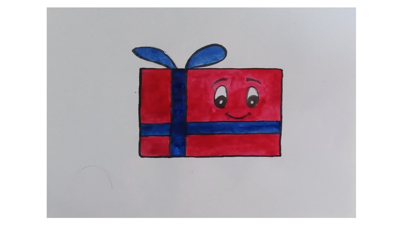 How to draw a cute gift box????  for Christmas, step by step, draw cute things #giftboxdrawing#drawing