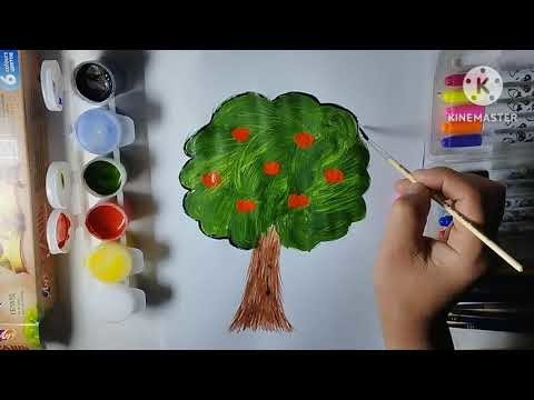 How to draw an APPLE TREE easy draw