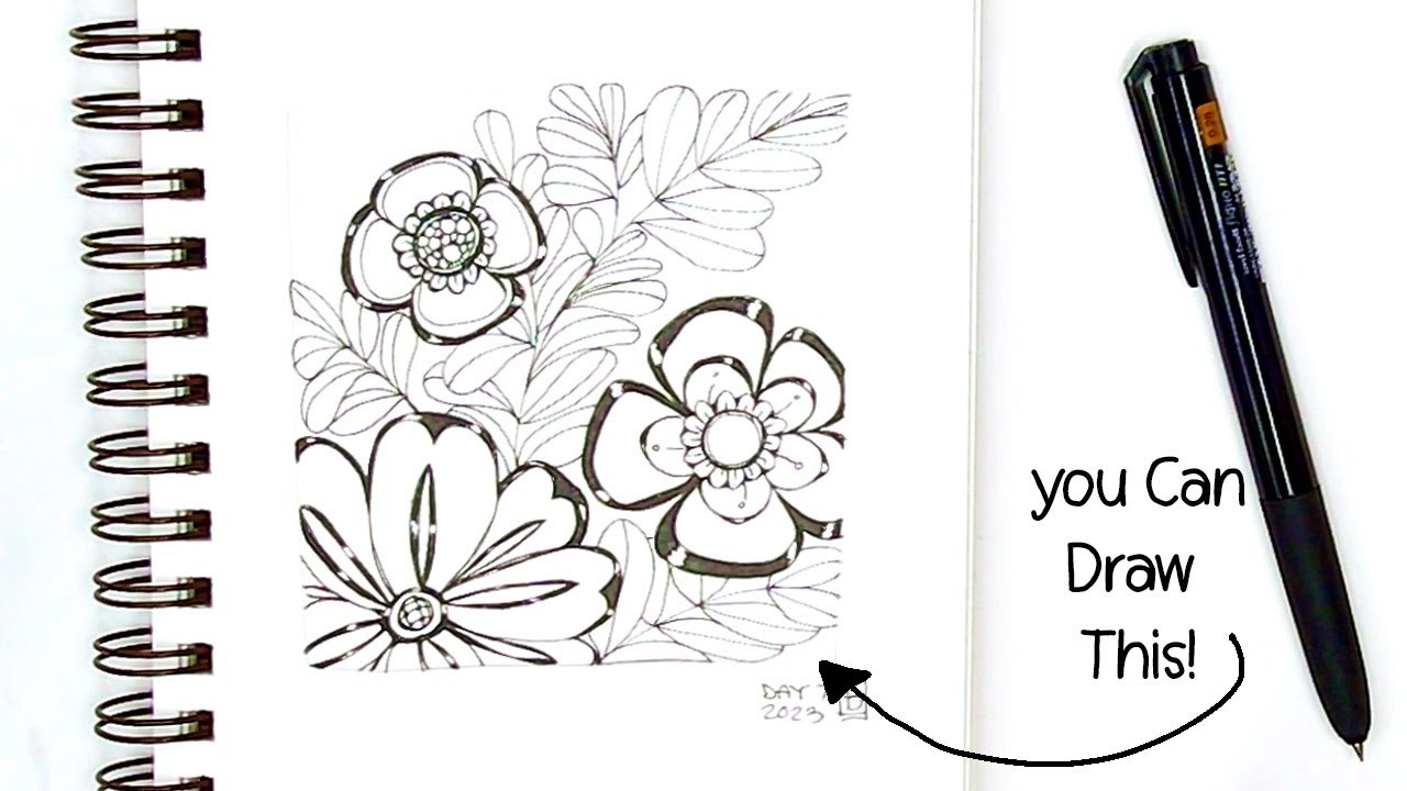 How to Draw Easy Flower Doodles and Leaves