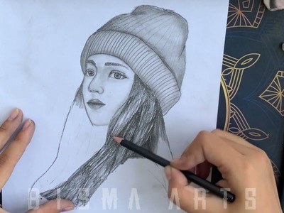 How to Draw Girl Wearing Cap || Side Pose Drawing.Sketching.Painting || Easy Face Drawing Tutorial