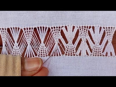 New Hardanger Embroidery Border Design.Trendy Hand Embroidery,Tarkashi Designs.Hardanger Embroidery