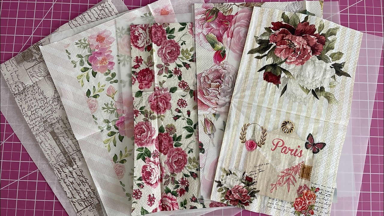 Rose napkins, vellum, tracing paper envelope clutches!  Craft with Me!