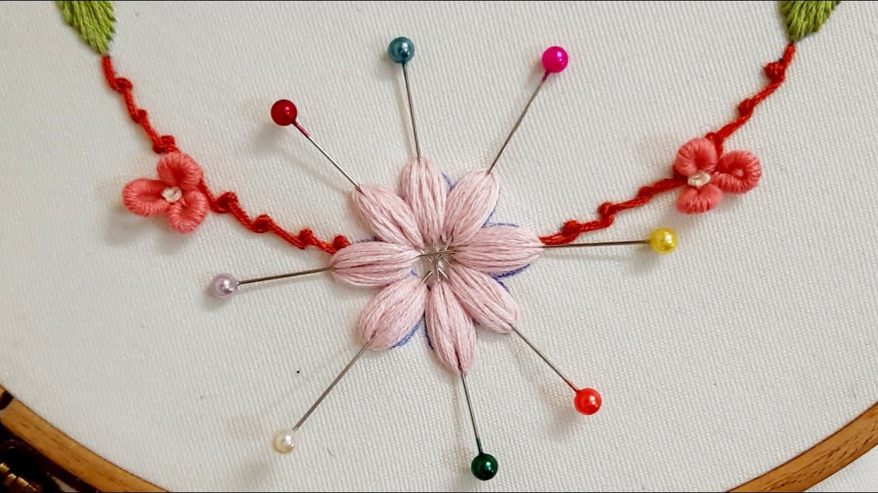 So Cute and Easy Hand Embroidery with PINS???????????? - Very Easy Flower Designs - Hand Embroidery