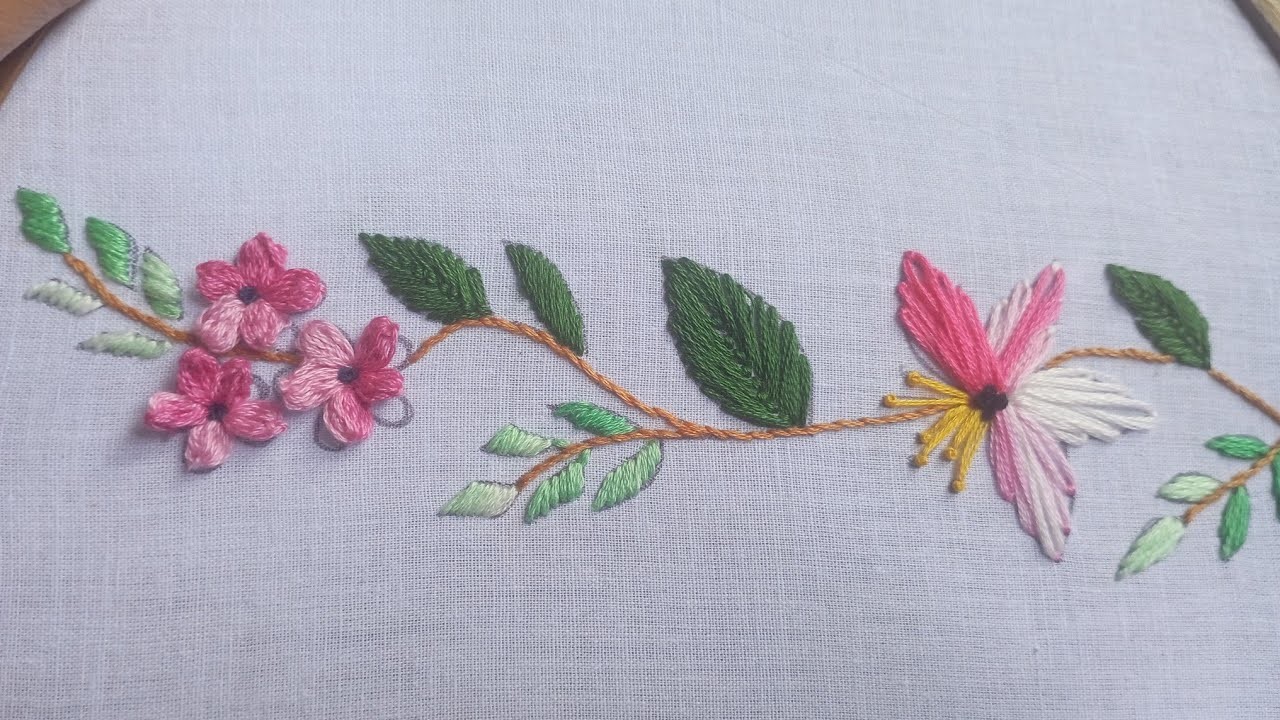 Super Hand Embroidery Flower Design #handembroidery