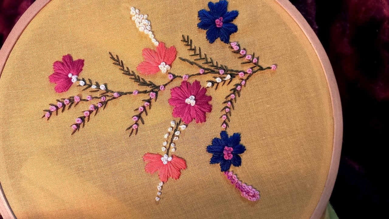 Very Creative Hand Embroidery Design.Beutiful Satin &French Knot Stitch For Beginners. Tutorial